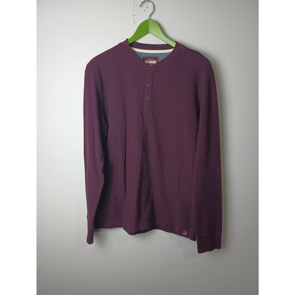 Alesbury‎ Men's Medium Maroon Henley Long sleeve Pull over Shirt Cotton